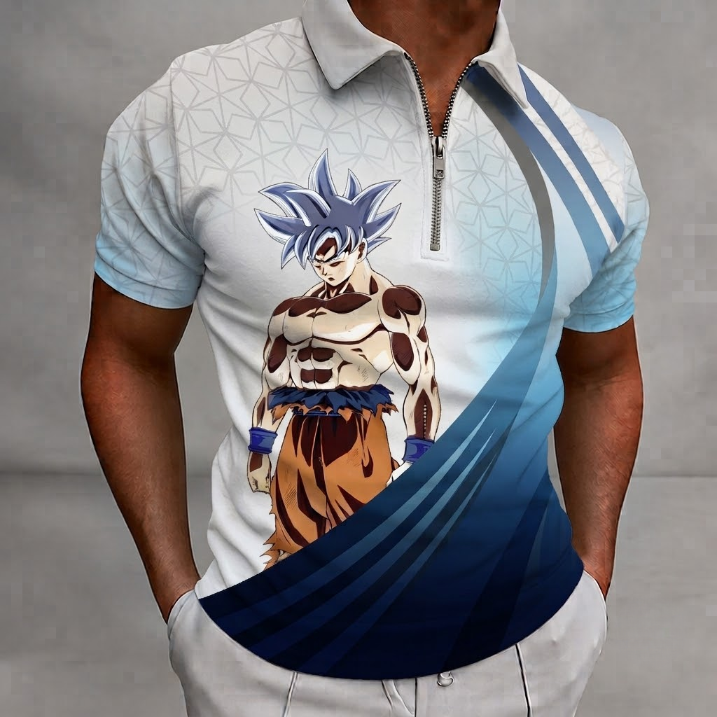 LIMITED EDITION - NEW CUSTOMIZED GOKU CLASSIC HERO ZIP POLO SHIRT 10