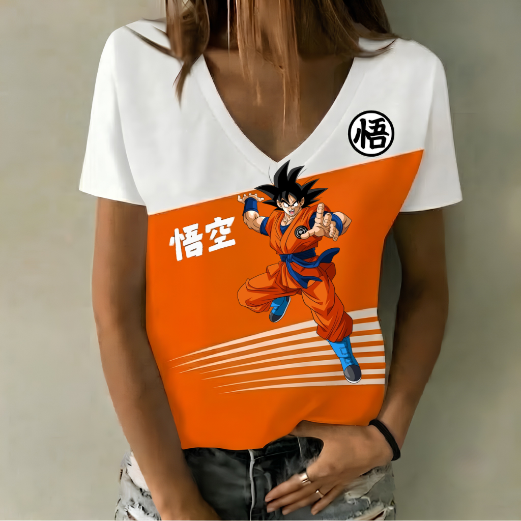 LIMITED EDITION - NEW CUSTOMIZED GOKU CLASSIC HERO V-NECK FEMALE SHIRT 10