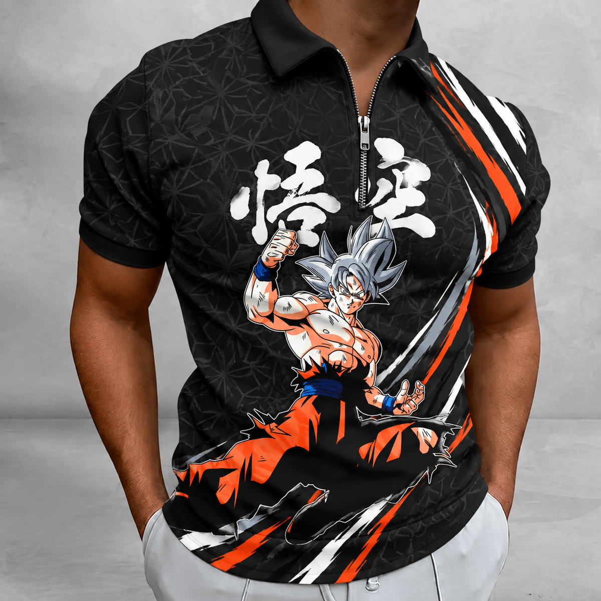 LIMITED EDITION - NEW CUSTOMIZED GOKU CLASSIC HERO ZIP POLO SHIRT 01
