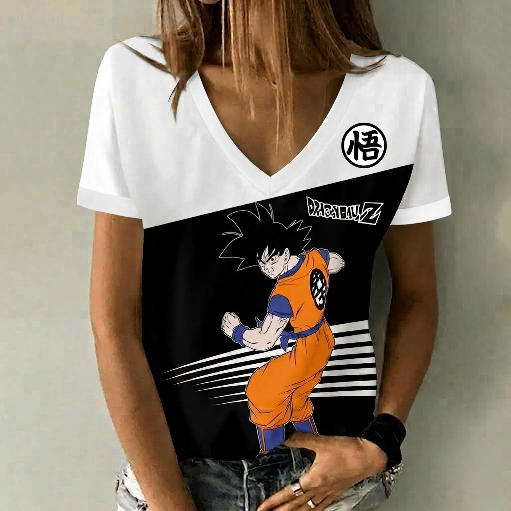 LIMITED EDITION - NEW CUSTOMIZED GOKU CLASSIC HERO V-NECK FEMALE SHIRT 01