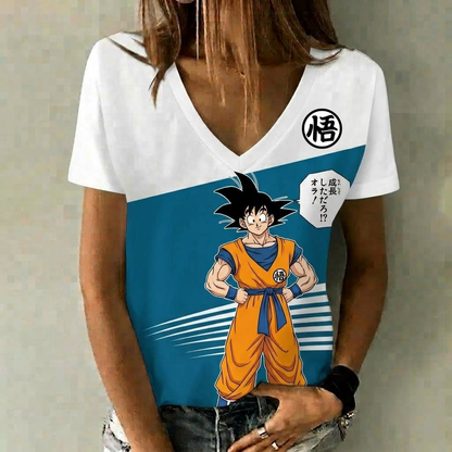 LIMITED EDITION - NEW CUSTOMIZED GOKU CLASSIC HERO V-NECK FEMALE SHIRT 02