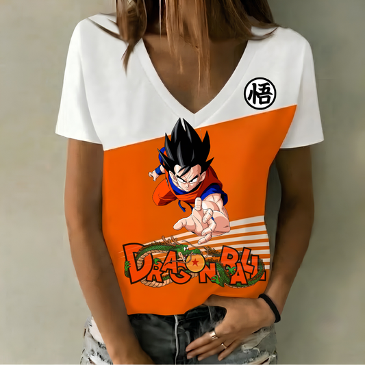 LIMITED EDITION - NEW CUSTOMIZED GOKU CLASSIC HERO V-NECK FEMALE SHIRT 03