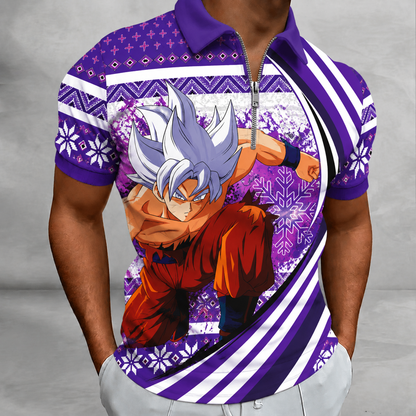 LIMITED EDITION - NEW CUSTOMIZED GOKU CLASSIC HERO ZIP POLO SHIRT 04