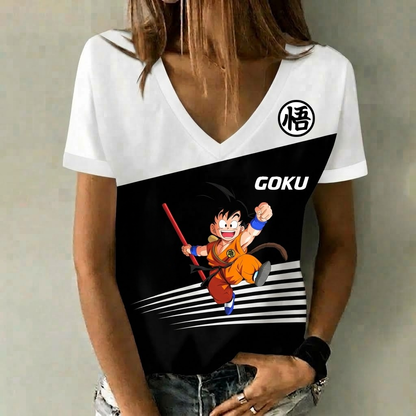 LIMITED EDITION - NEW CUSTOMIZED GOKU CLASSIC HERO V-NECK FEMALE SHIRT 04