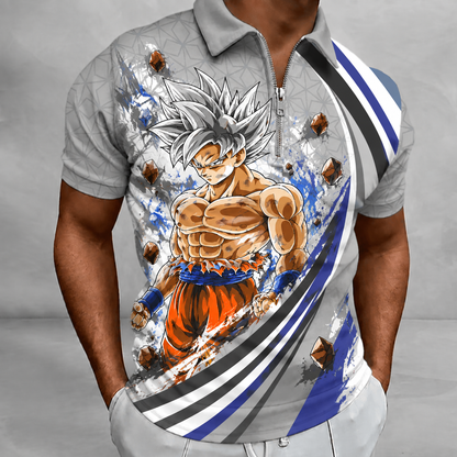 LIMITED EDITION - NEW CUSTOMIZED GOKU CLASSIC HERO ZIP POLO SHIRT 05