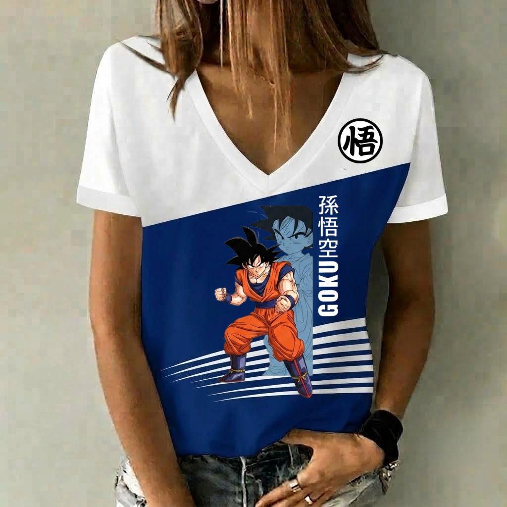 LIMITED EDITION - NEW CUSTOMIZED GOKU CLASSIC HERO V-NECK FEMALE SHIRT 06