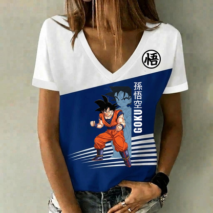 LIMITED EDITION - NEW CUSTOMIZED GOKU CLASSIC HERO V-NECK FEMALE SHIRT 06