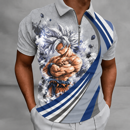 LIMITED EDITION - NEW CUSTOMIZED GOKU CLASSIC HERO ZIP POLO SHIRT 06