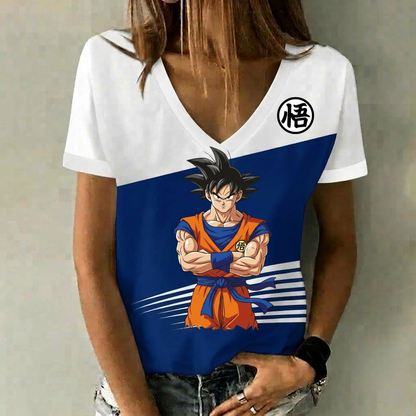 LIMITED EDITION - NEW CUSTOMIZED GOKU CLASSIC HERO V-NECK FEMALE SHIRT 07