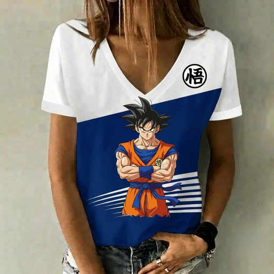 LIMITED EDITION - NEW CUSTOMIZED GOKU CLASSIC HERO V-NECK FEMALE SHIRT 07
