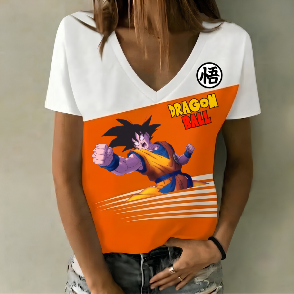 LIMITED EDITION - NEW CUSTOMIZED GOKU CLASSIC HERO V-NECK FEMALE SHIRT 08