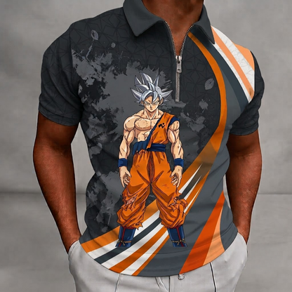 LIMITED EDITION - NEW CUSTOMIZED GOKU CLASSIC HERO ZIP POLO SHIRT 09