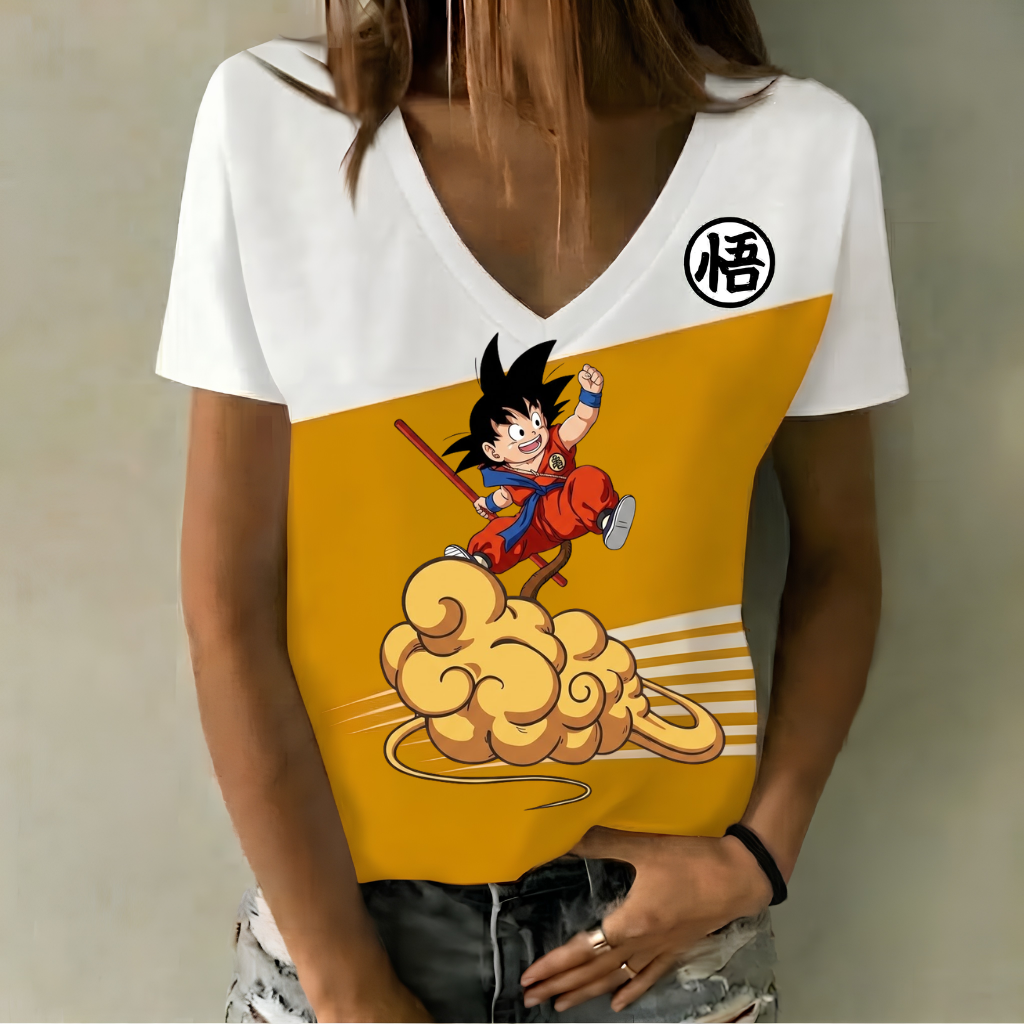 LIMITED EDITION - NEW CUSTOMIZED GOKU CLASSIC HERO V-NECK FEMALE SHIRT 09